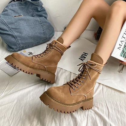 Brown Faux Suede Boots - Boots