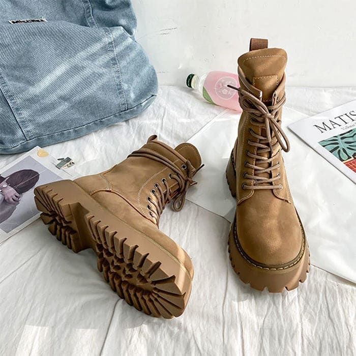 Brown Faux Suede Boots - Boots