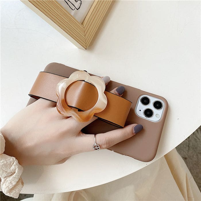 Brown Flower Wristband iPhone Case - IPhone Case