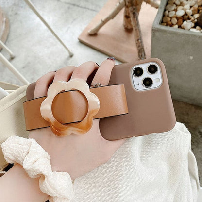 Brown Flower Wristband iPhone Case - IPhone Case