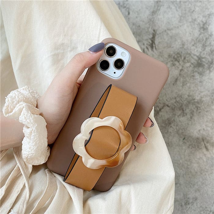 Brown Flower Wristband iPhone Case - IPhone Case