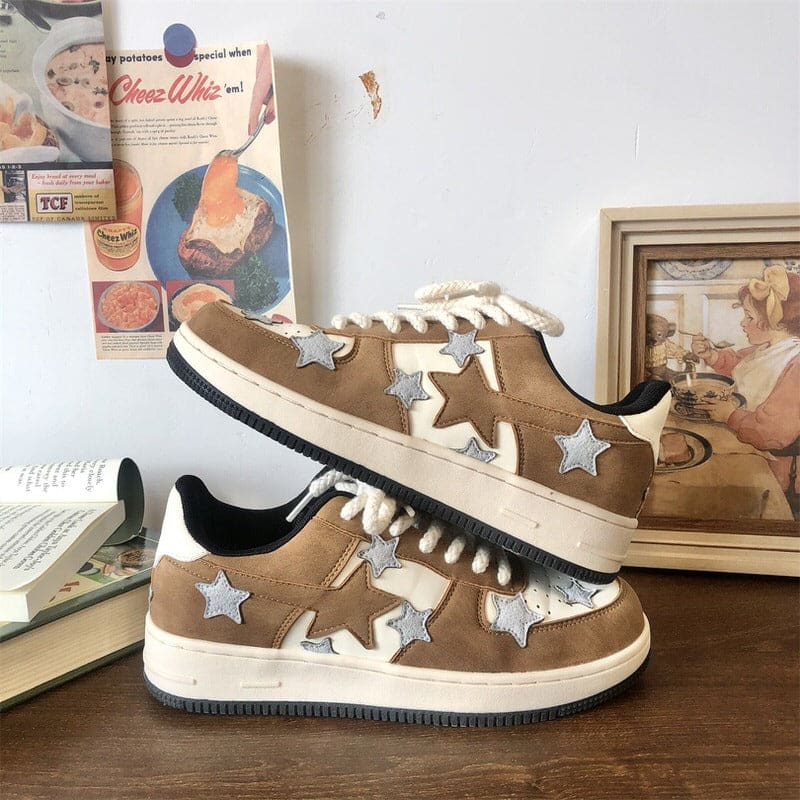 Brown Grey Shooting Star Sneakers - Sneakers