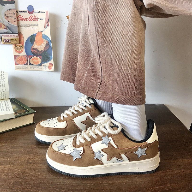 Brown Grey Shooting Star Sneakers - Sneakers