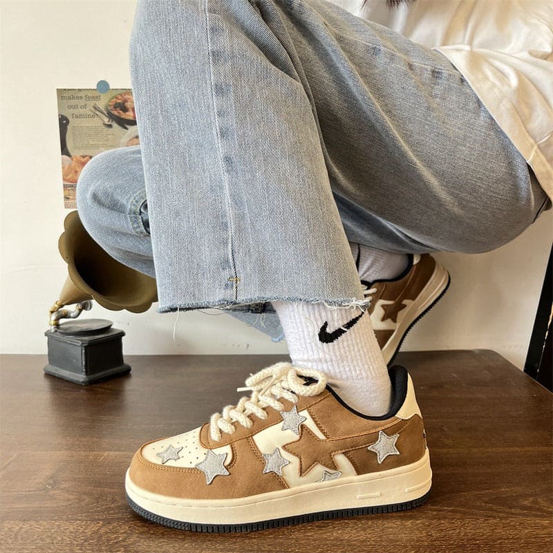 Brown Grey Shooting Star Sneakers - Sneakers