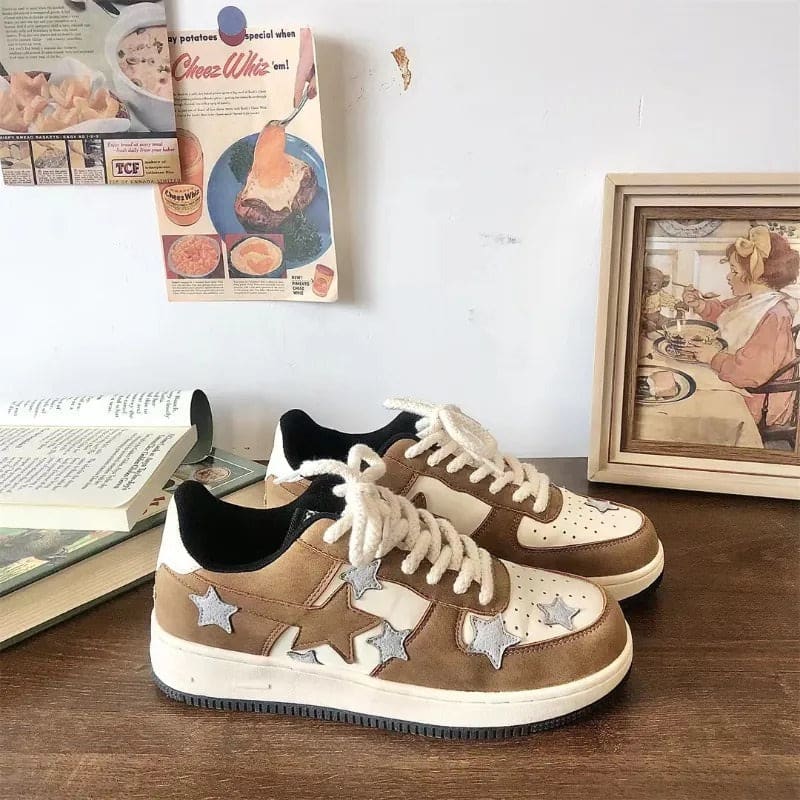 Brown Grey Shooting Star Sneakers - Sneakers