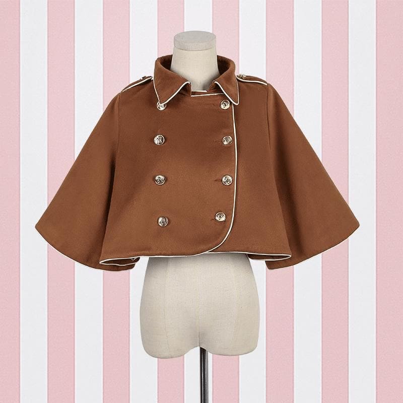 Brown/Grey Vintage Bear Grid Lolita Dress/Poncho SP1710738 - Harajuku Kawaii Fashion Anime Clothes Fashion Store - SpreePicky