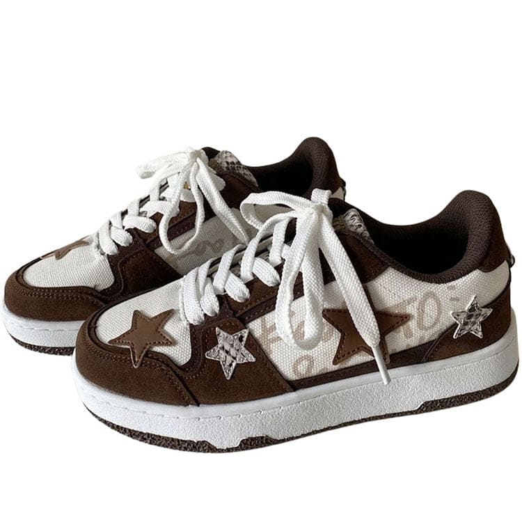 Brown Star Aesthetic Sneakers - EU36 (US6.0) / Brown