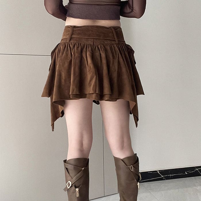 Brown Y2K Cord Skirt - Skirt