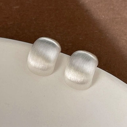 Brushed Alloy Earring - 1 Pair - B-763 - Silver / One Size