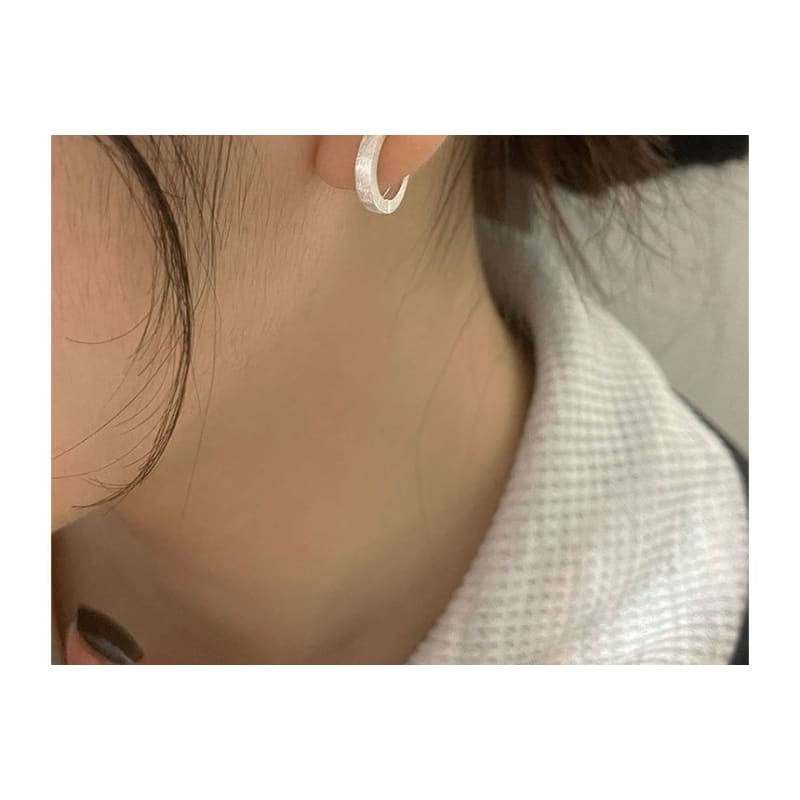 Brushed Alloy Open Hoop Earring