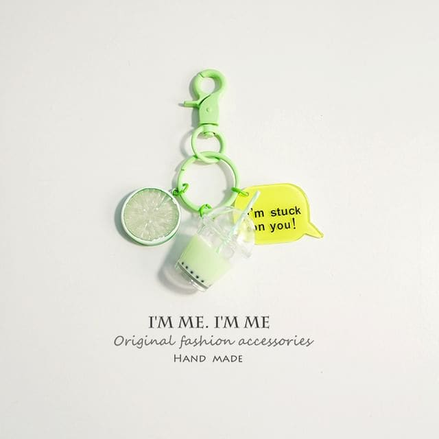 Bubble Milk-Tea Bag Charm / Key Ring - Light Green