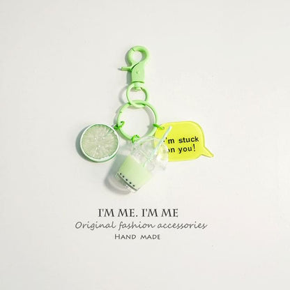 Bubble Milk-Tea Bag Charm / Key Ring - Light Green