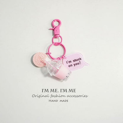 Bubble Milk-Tea Bag Charm / Key Ring - Light Pink / One Size