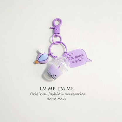 Bubble Milk-Tea Bag Charm / Key Ring - Light Purple