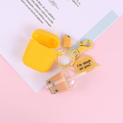 Bubble Tea Resin Keyring - Q114-01 - Yellow & Khaki