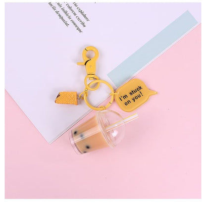 Bubble Tea Resin Keyring - Q114-01 - Yellow & Khaki