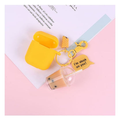 Bubble Tea Resin Keyring - Q114-01 - Yellow & Khaki