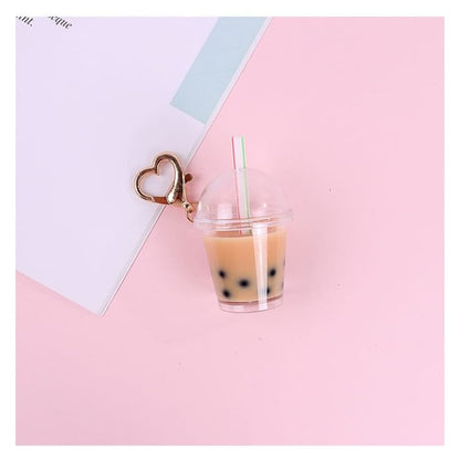 Bubble Tea Resin Keyring - Q114-01 - Yellow & Khaki