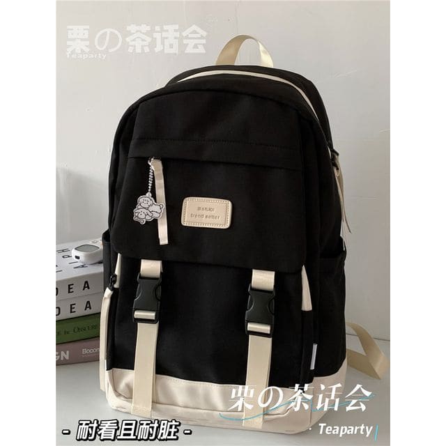 Buckle Waterproof Backpack - Without Charm - Black