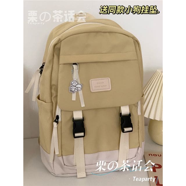 Buckle Waterproof Backpack - Without Charm - Yellow