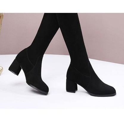 Buckled Chunky Heel Over-The-Knee Boots