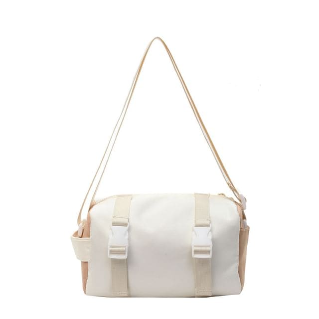 Buckled Crossbody Bag - White & Khaki / One Size