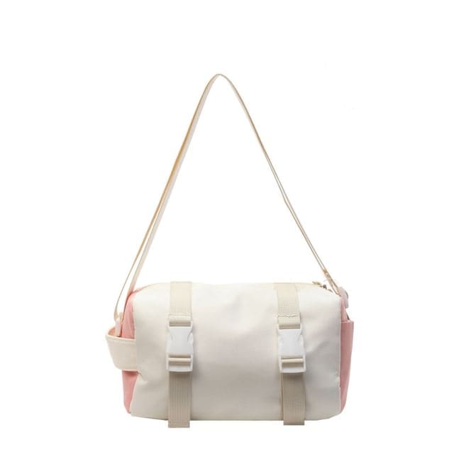 Buckled Crossbody Bag - White & Pink / One Size