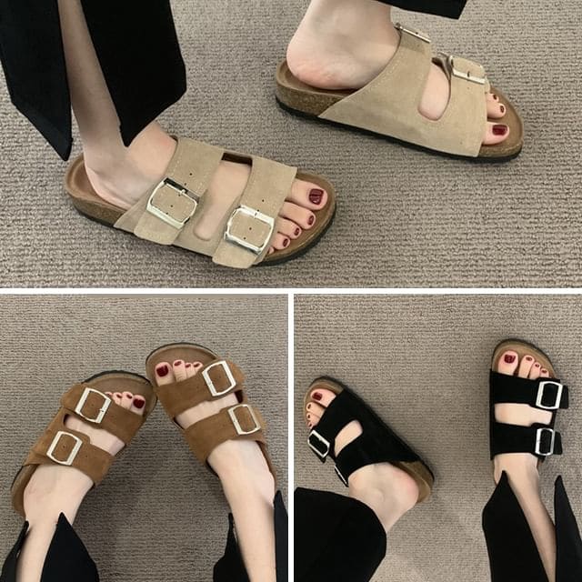 Buckled Faux Suede Sandals