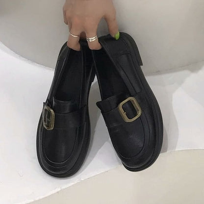 Buckled Loafers - N780-7 - Matte - Black / 35