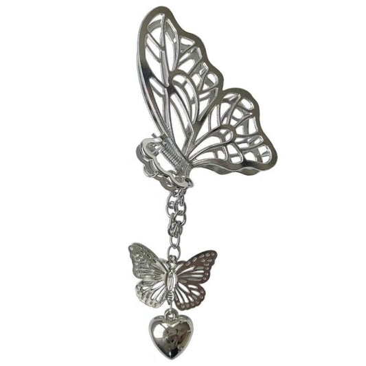 Buttefly Heart Hair Claw - 1 / Silver - Other