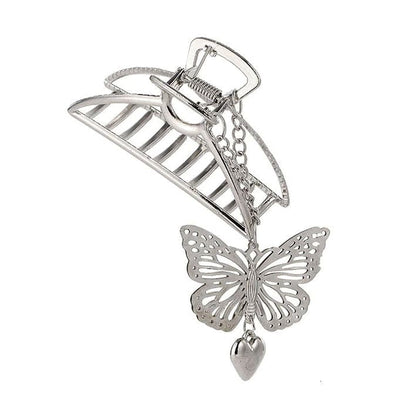 Buttefly Heart Hair Claw - 3 / Silver - Other