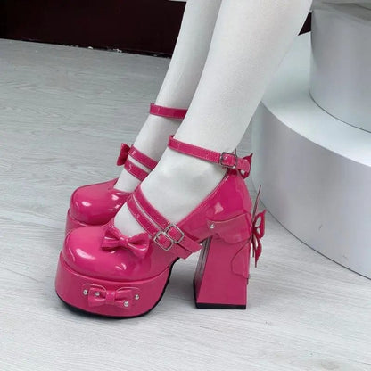 Kawaii Aesthetic Y2K Cute Fairy Butterfly Bow Knot High Heels MK Kawaii Store