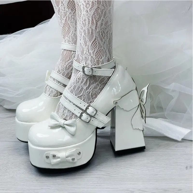 Kawaii Aesthetic Y2K Cute Fairy Butterfly Bow Knot High Heels MK Kawaii Store