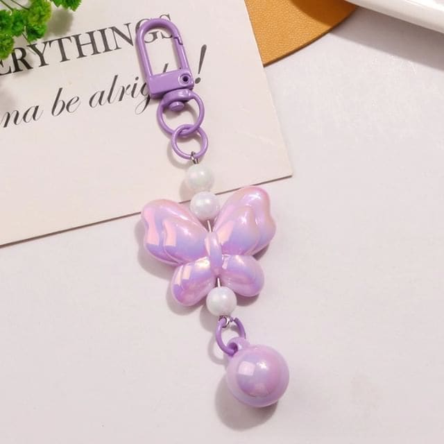 Butterfly Acrylic Bag Charm Keyring - Q1402-2 - Purple