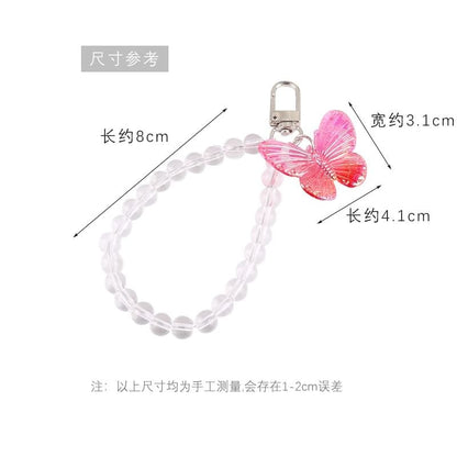 Butterfly Acrylic Bead Bag Charm Keyring