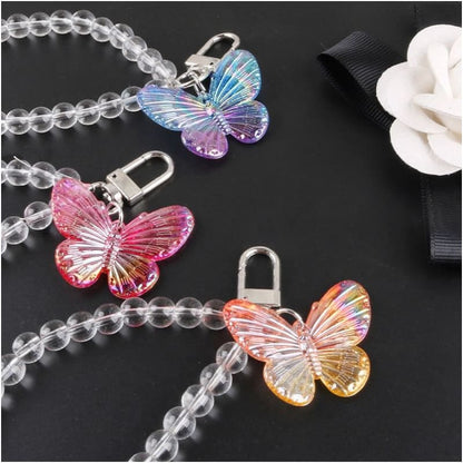 Butterfly Acrylic Bead Bag Charm Keyring