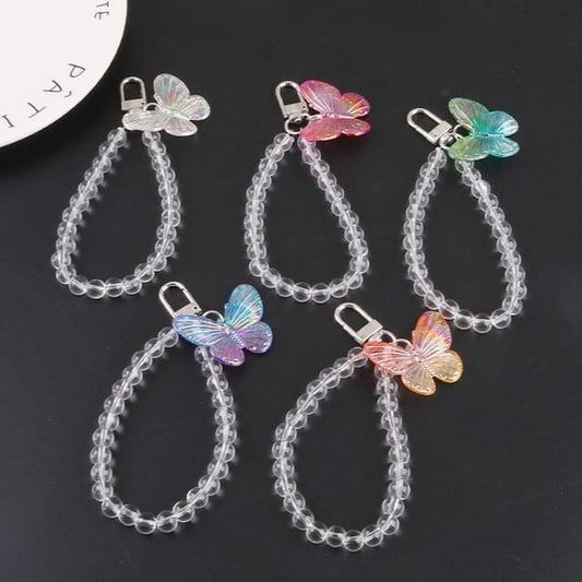 Butterfly Acrylic Bead Bag Charm Keyring