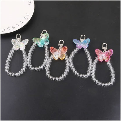 Butterfly Acrylic Bead Bag Charm Keyring