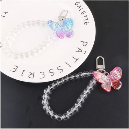 Butterfly Acrylic Bead Bag Charm Keyring