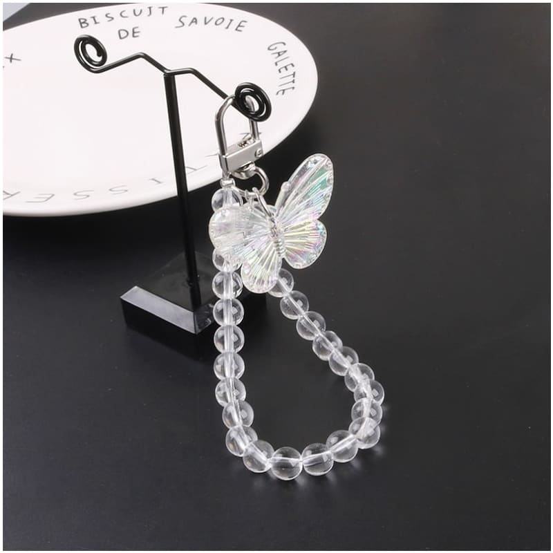 Butterfly Acrylic Bead Bag Charm Keyring