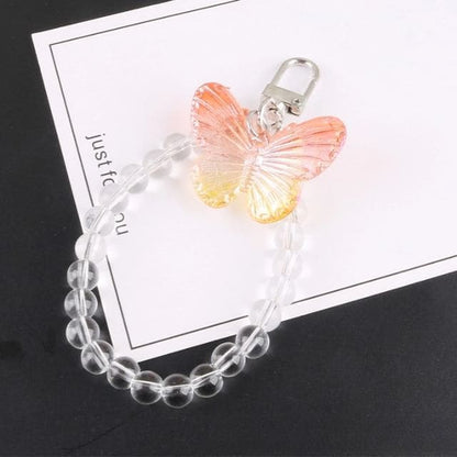 Butterfly Acrylic Bead Bag Charm Keyring - Q663-5 - Orange