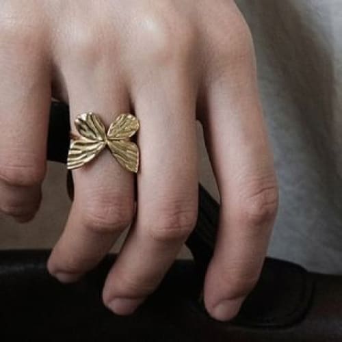 Butterfly Alloy Open Ring - J4231 - Gold / One Size