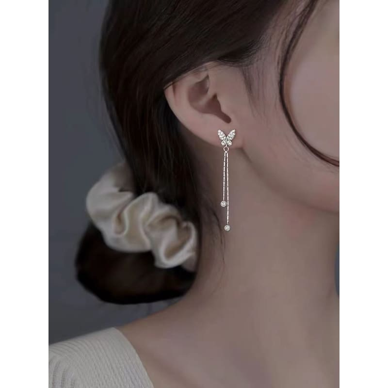 Butterfly Alloy Threader Earring