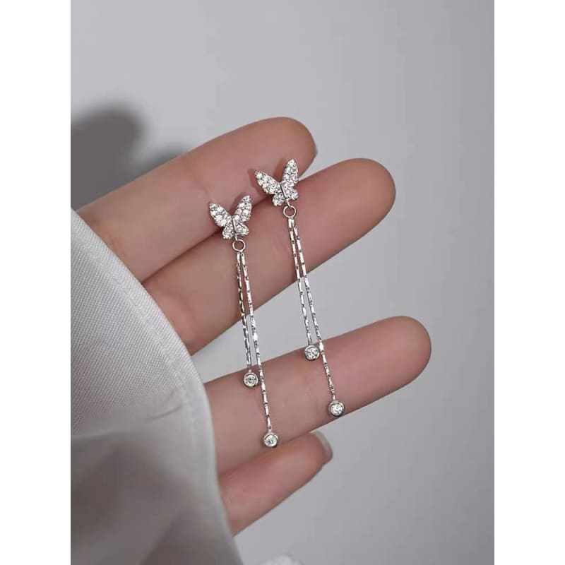 Butterfly Alloy Threader Earring