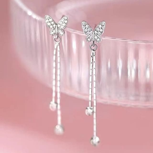 Butterfly Alloy Threader Earring