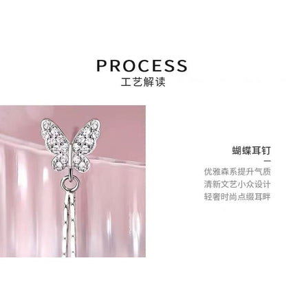 Butterfly Alloy Threader Earring