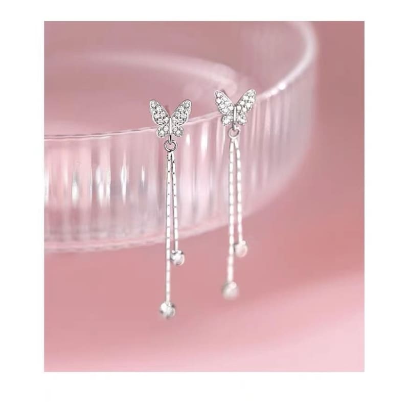 Butterfly Alloy Threader Earring