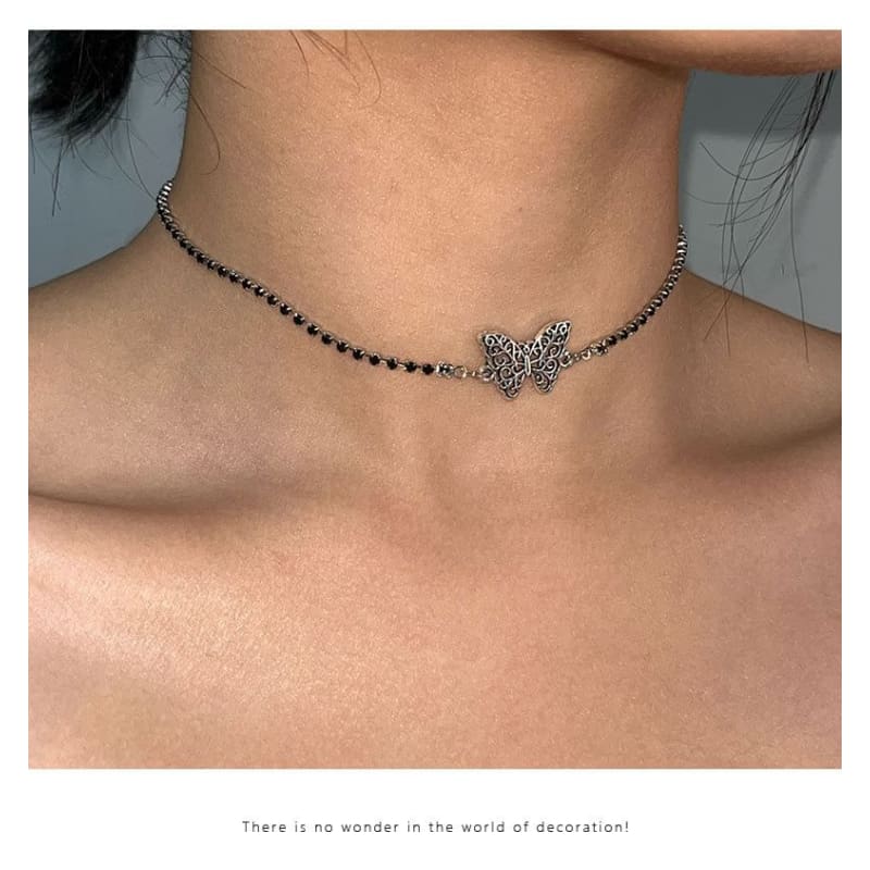 Butterfly Beaded Choker