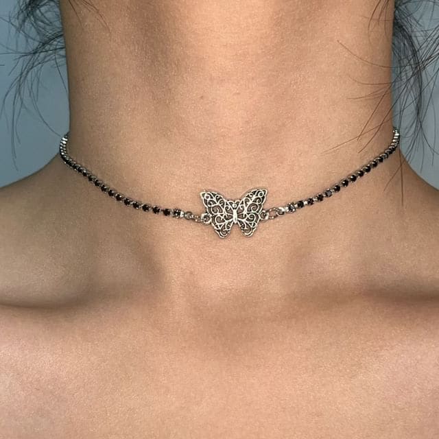 Butterfly Beaded Choker