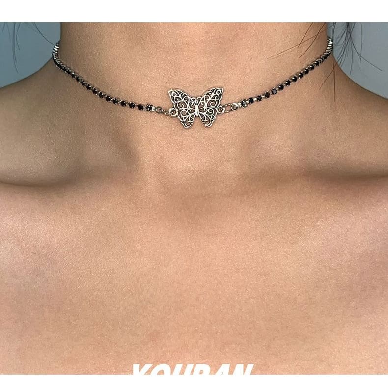 Butterfly Beaded Choker